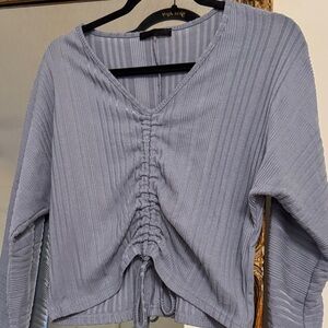 SHEIN Gray Ruched Blouse